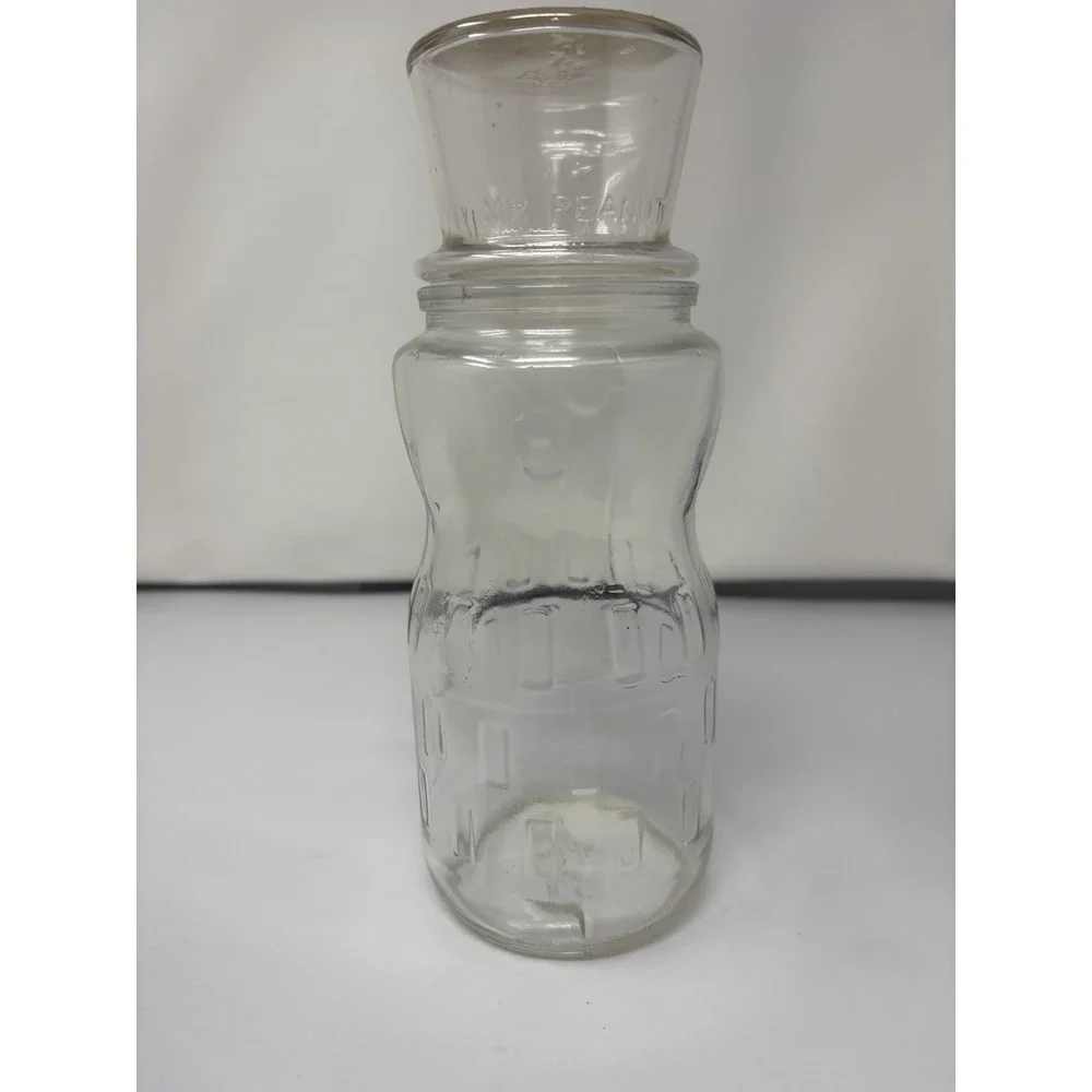 Vintage‎ 1991 Mr Peanut Planters Clear Glass Jar With Lid Canister Anniversary